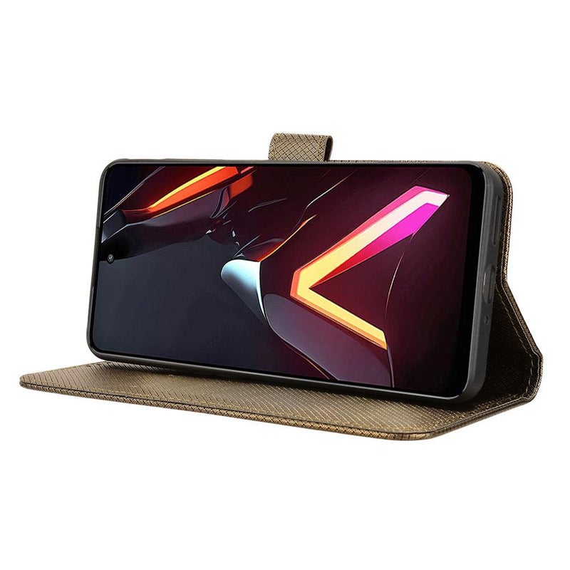 إيروريكس جراب هاتف جلدي بنسيج ماسي لهاتف ZTE nubia Neo 3 5G (بني) - Image 5