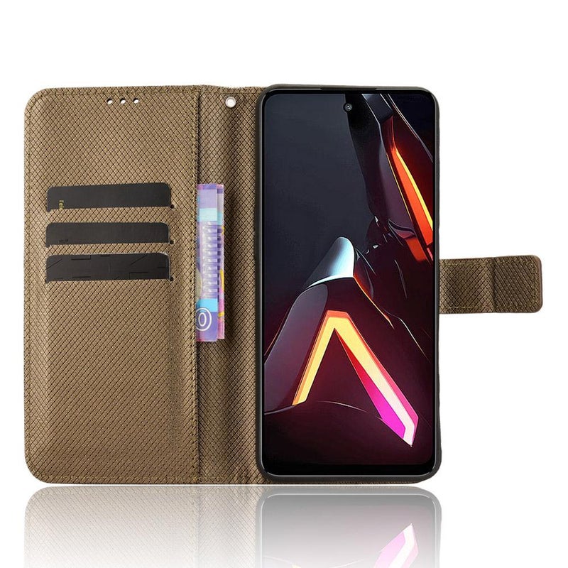 إيروريكس جراب هاتف جلدي بنسيج ماسي لهاتف ZTE nubia Neo 3 5G (بني) - Image 4