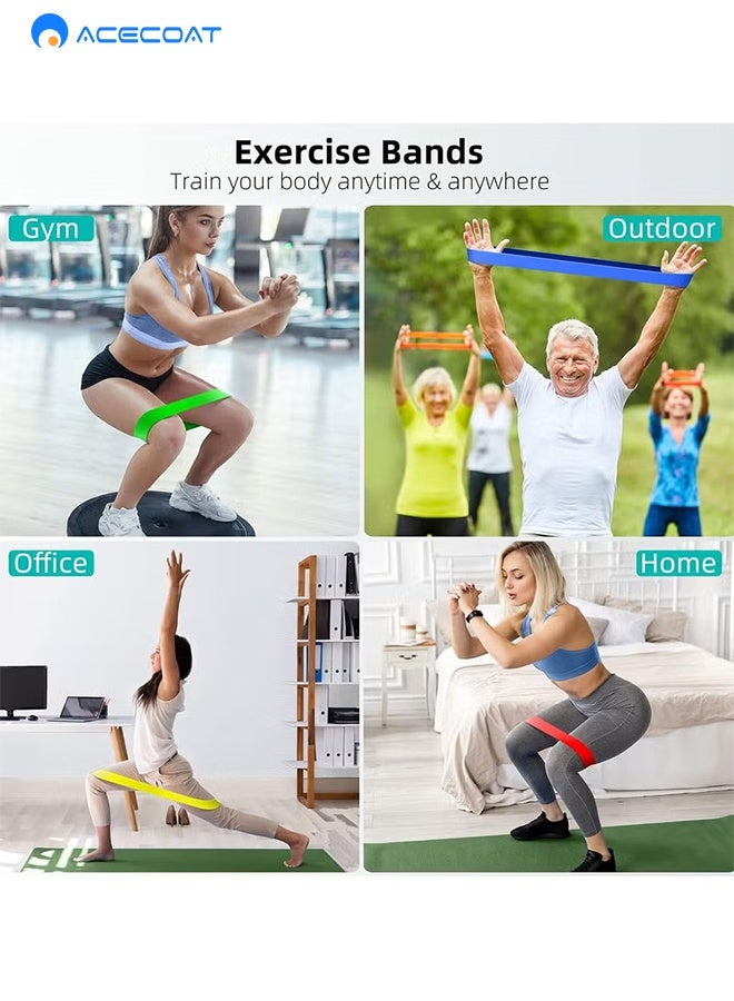 ACECOAT Resistance Bands Set for Men and Women, Pack of 5 Different Resistance Levels Elastic Band for Home Gym Long Exercise Workout ，Great Fitness Equipment for Training, Yoga – Free Carrying Bag - Image 4
