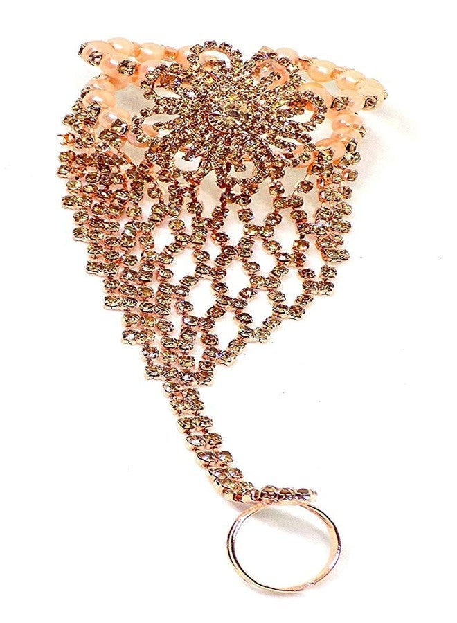 Bhumi Creation - Ring Bracelet With Metal Crystal Gold Colour for girls & Women Birthday & Valentine Gift - Image 1