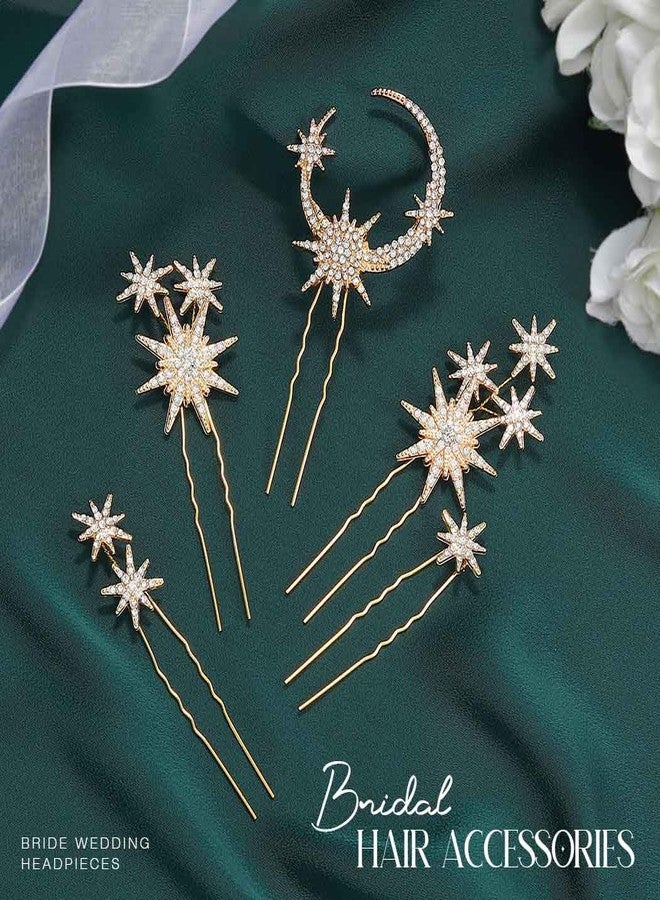 CASDRE دبابيس شعر كاسدري ستار مزينة بالأحجار الكريمة قطع شعر عروس لامعة كريستالية إكسسوارات شعر سماوية للنساء والفتيات - Image 2