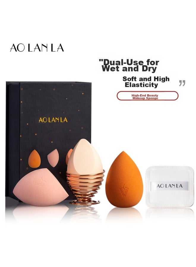 Aolanla مجموعة اسفنج المكياج، 3 قطع، للاستخدام الجاف والرطب، خلاط تجميل إسفنجي، وسادة هواء المكياج، بودرة الباف، معبأة بشكل فردي، تشمل حامل الإسفنج - Image 1