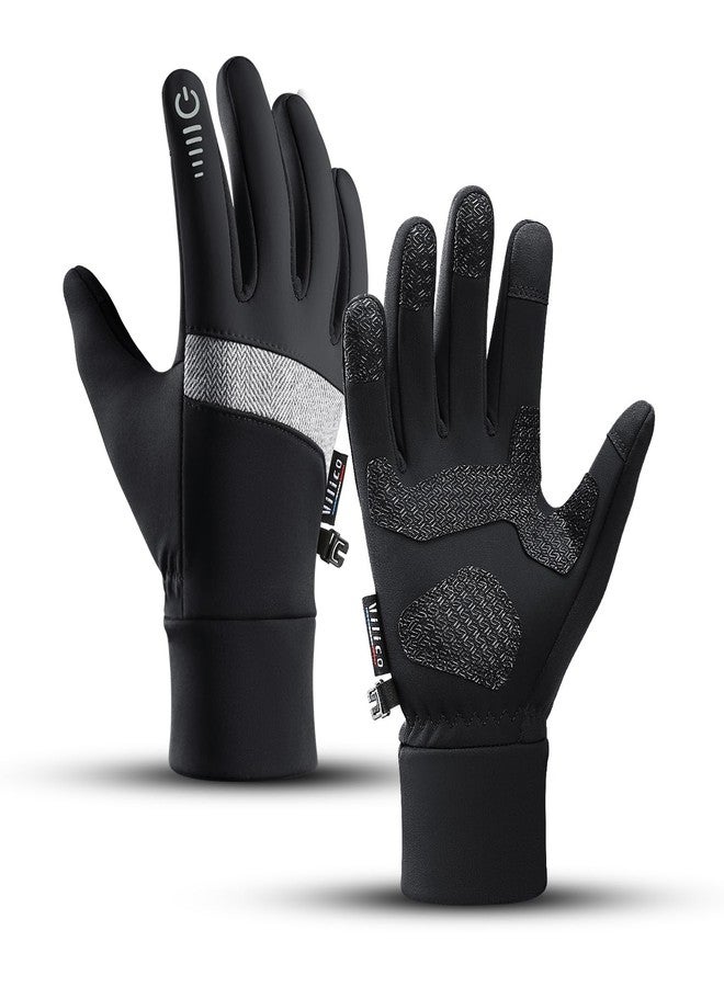 Vilico Winter Gloves, Lightweight Warm Touchscreen Gloves, Windproof Waterproof Anti-Slip, Suitable for Outdoor Cycling, Running, Hiking in Winter-Black, Size M - Image 1