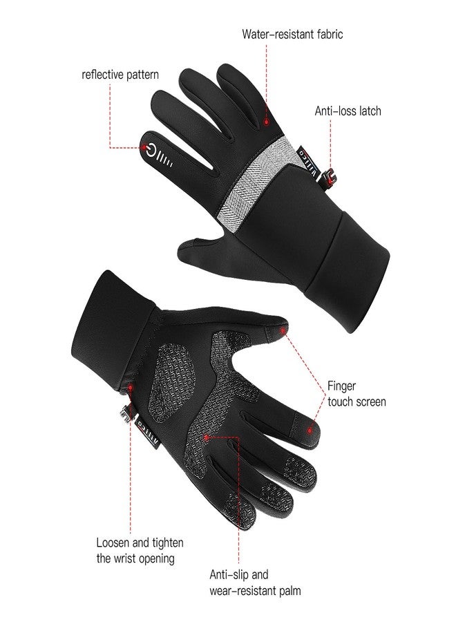 Vilico Winter Gloves, Lightweight Warm Touchscreen Gloves, Windproof Waterproof Anti-Slip, Suitable for Outdoor Cycling, Running, Hiking in Winter-Black, Size M - Image 2