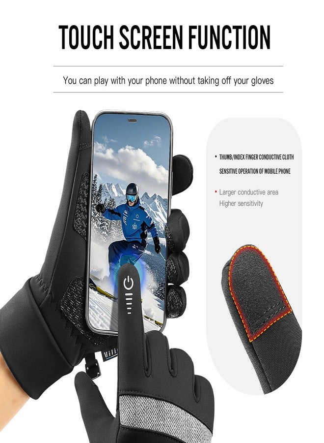 Vilico Winter Gloves, Lightweight Warm Touchscreen Gloves, Windproof Waterproof Anti-Slip, Suitable for Outdoor Cycling, Running, Hiking in Winter-Black, Size M - Image 3