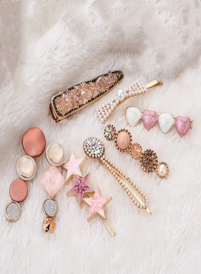 HAPPYMATES 8 PCS Barrette Pearl Hair Clips Acrylic Hairpins Accessories for Girls Women Birthday Gifts - Image 1