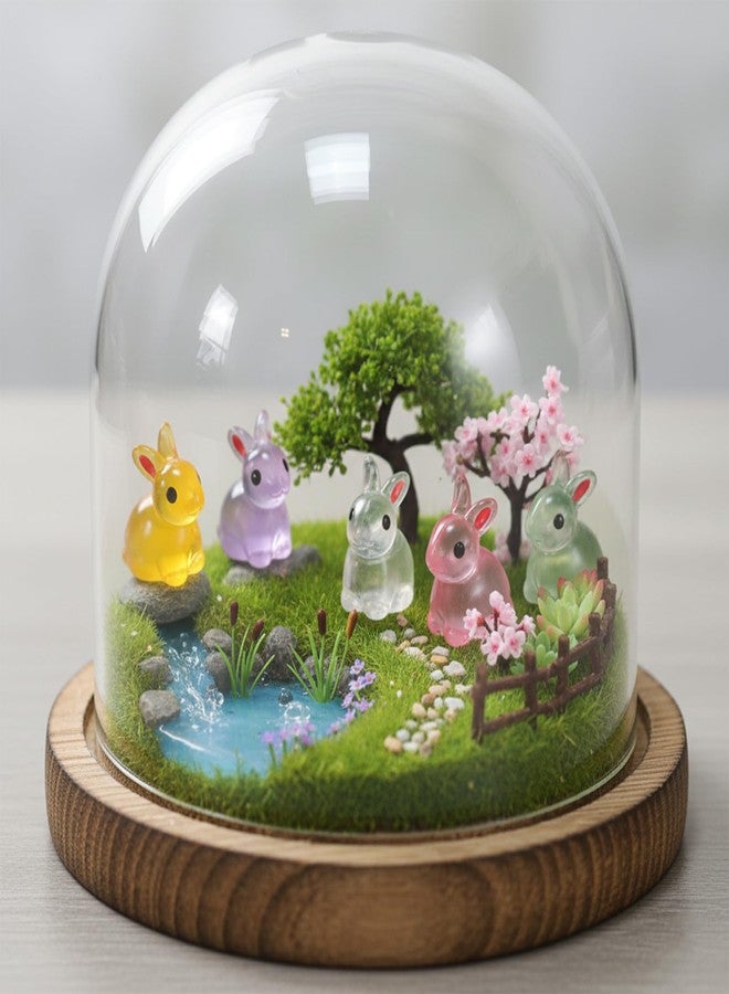 Aysatogc 60Pcs Easter Luminous Mini Resin Bunny, Mini Resin Animal Figures Rabbits for Fairy Garden Dollhouse Decor Easter Egg Fillers Party Favors Supplies (6 Colors) - Image 3