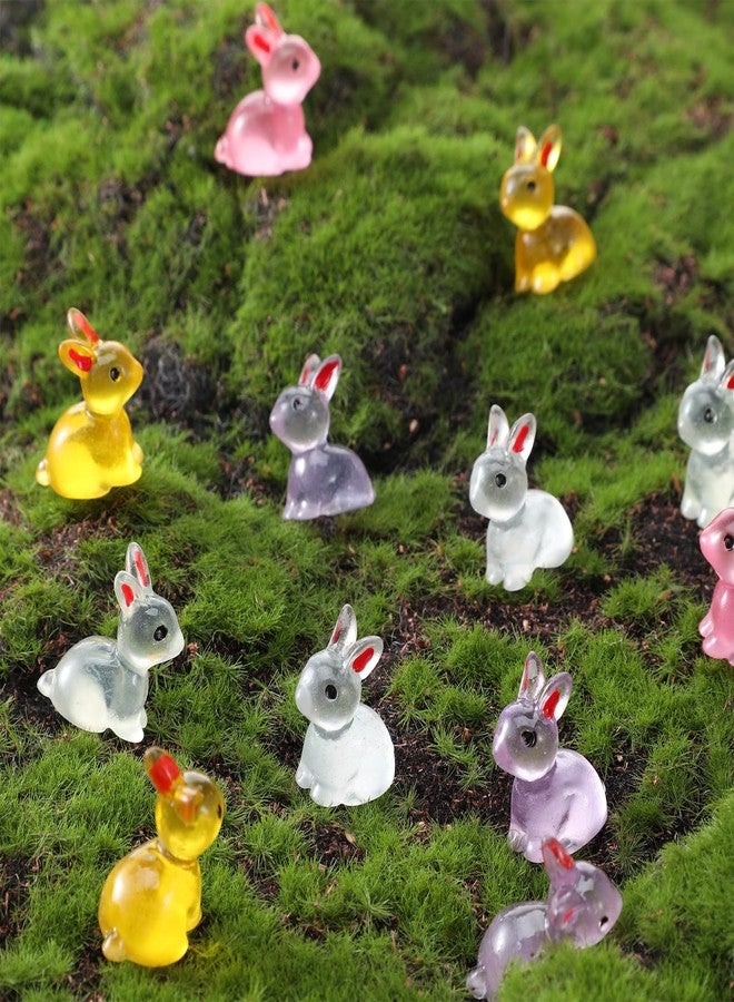 Aysatogc 60Pcs Easter Luminous Mini Resin Bunny, Mini Resin Animal Figures Rabbits for Fairy Garden Dollhouse Decor Easter Egg Fillers Party Favors Supplies (6 Colors) - Image 4