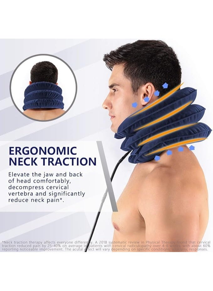 يوويل Neck Tractor B3 Inflatable Cervical Neck Traction Collar, Triple Chamber Adjustable Air Support, Velvet Neck Brace for Neck Alignment and Posture Support, Lightweight Travel Design - Image 2