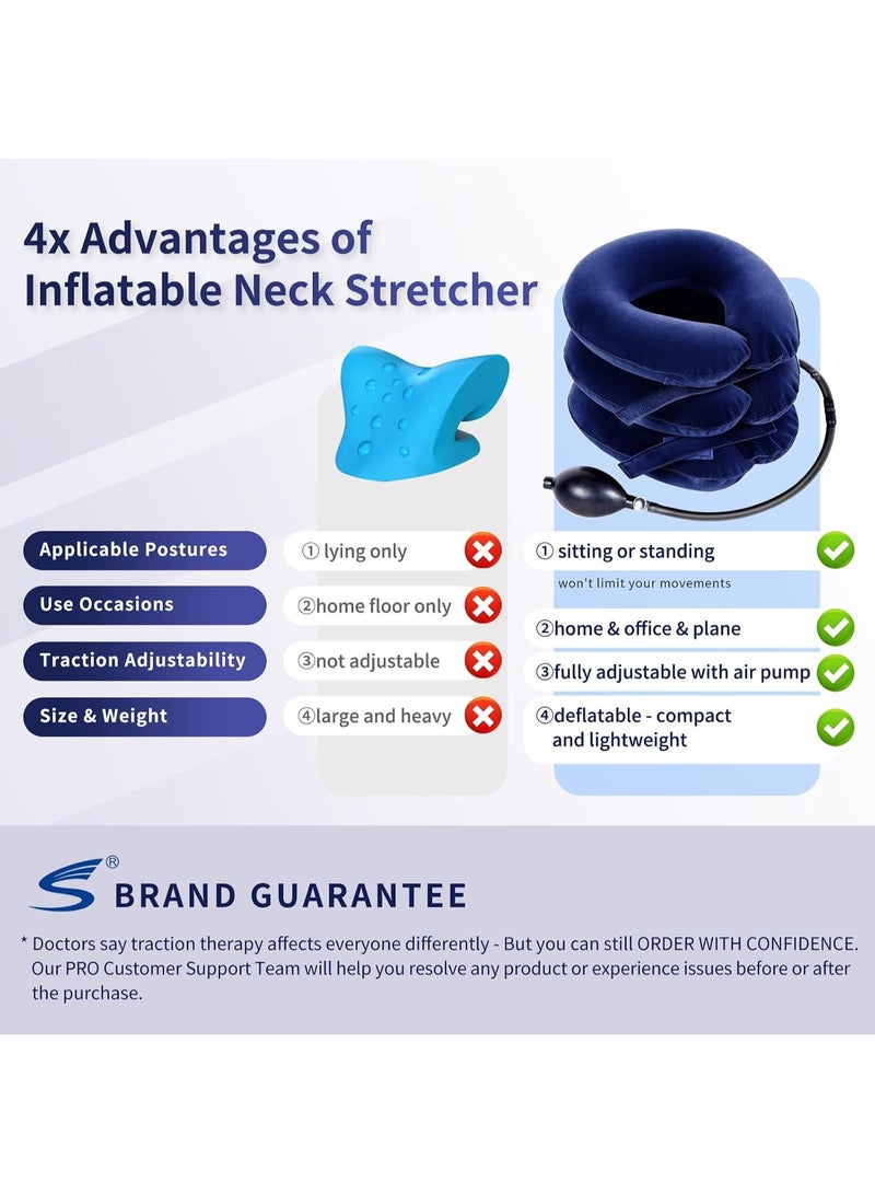 يوويل Neck Tractor B3 Inflatable Cervical Neck Traction Collar, Triple Chamber Adjustable Air Support, Velvet Neck Brace for Neck Alignment and Posture Support, Lightweight Travel Design - Image 4