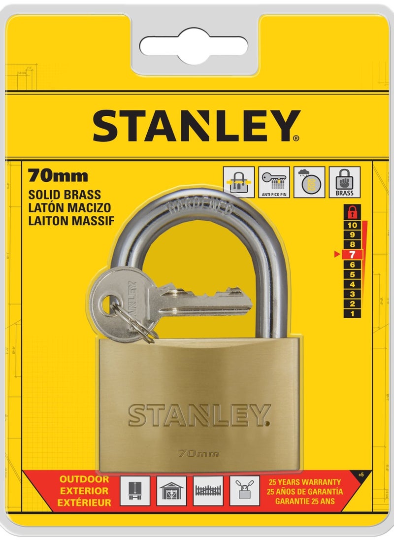 Stanley Padlock Brass 70mm Standard Shackle with 3 Keys - pzsku/Z4541B3512F5E870B2392Z/45/_/1660204360/290df34a-1f4f-4bc4-ba31-e156b58cc299