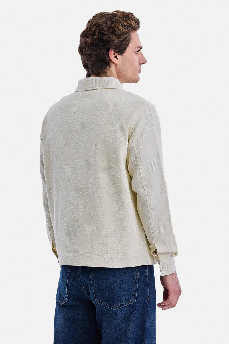 SNITCH Off White Regular Fit Textured Zipper Jacket for Men | Best Price UAE