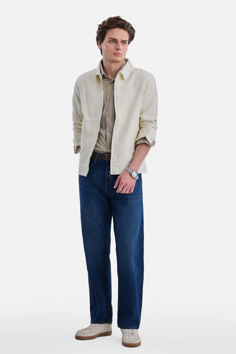سنيتش Regular Fit Textured Zipper Jacket