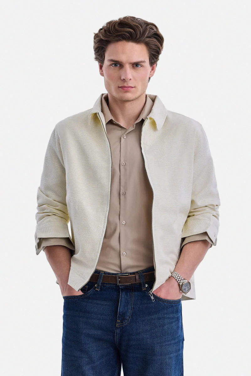 سنيتش Regular Fit Textured Zipper Jacket