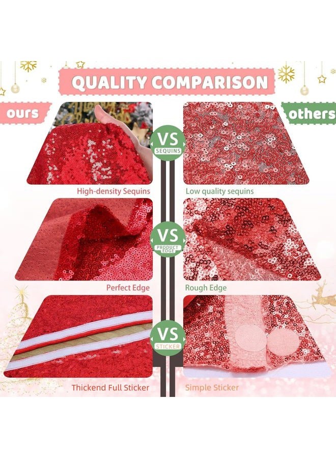 B.Cool Shiny Tree Skirts for Christmas Elegant Christmas Tree Skirts Xmas Holiday Red Tree Floor Carpets Fabrc Round 36inches - Image 5