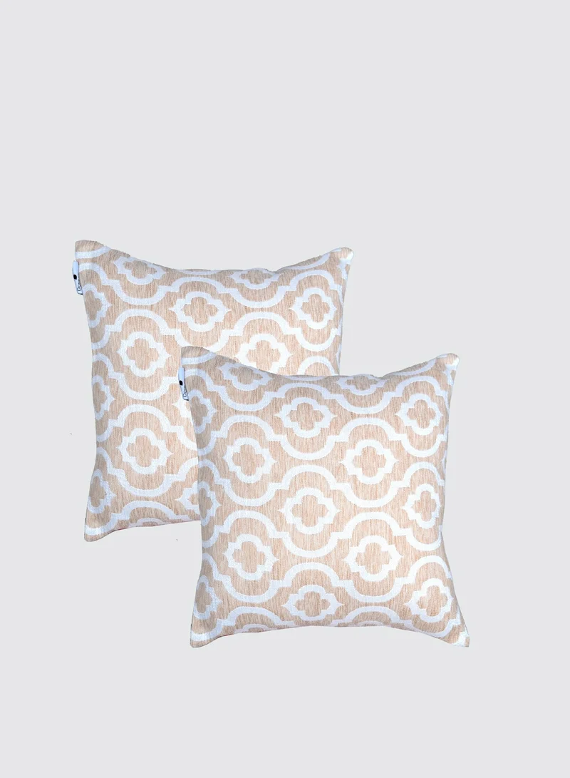 Donetella Cushion Cover,45X45 Cm (18X18 inch) 2-Pcs Decorative Throw Pillowcases Without Filler With Beautiful Abstract Art For Sofa Bed Living Room And Couch, Alabaster