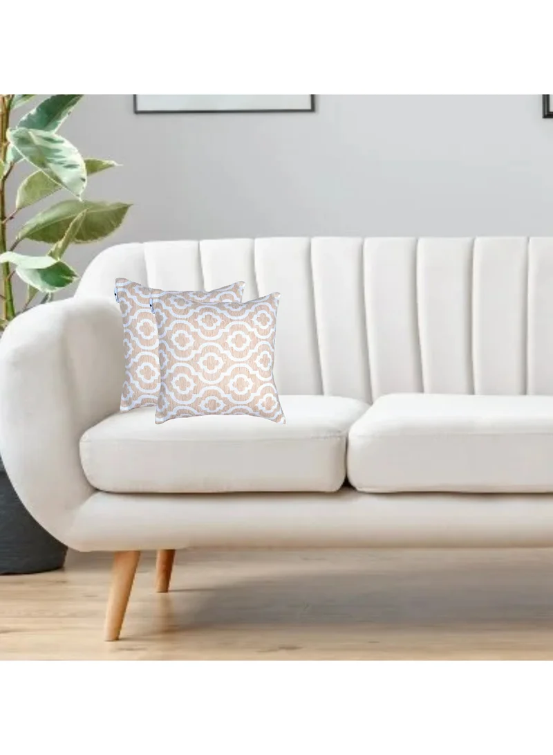 Donetella Cushion Cover,45X45 Cm (18X18 inch) 2-Pcs Decorative Throw Pillowcases Without Filler With Beautiful Abstract Art For Sofa Bed Living Room And Couch, Alabaster