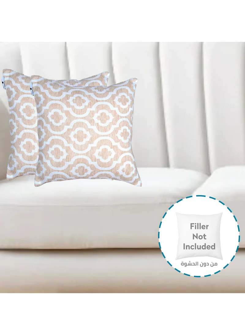 Donetella Cushion Cover,45X45 Cm (18X18 inch) 2-Pcs Decorative Throw Pillowcases Without Filler With Beautiful Abstract Art For Sofa Bed Living Room And Couch, Alabaster