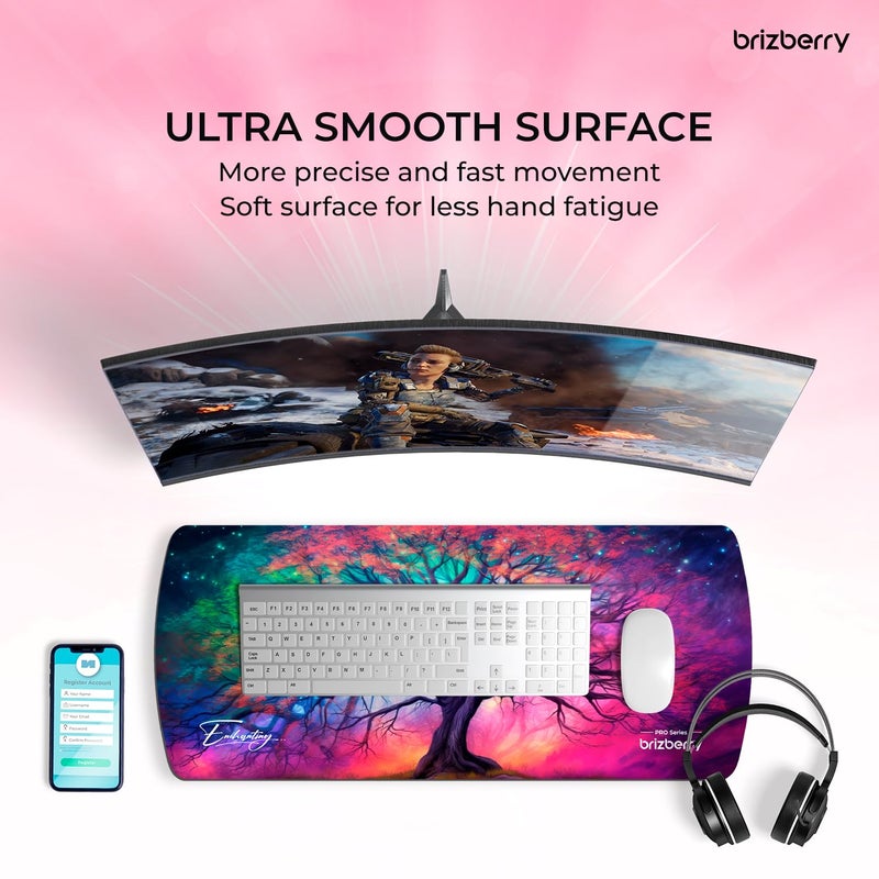 ARTBRIZ ® Brizberry Extended Mouse Pad, Desk Mat, 740mm x 310mm x 3mm Large Printed Premium Anti Skid Rubber Base for Desktop Laptop Keyboard (DM Design 8) - Image 2