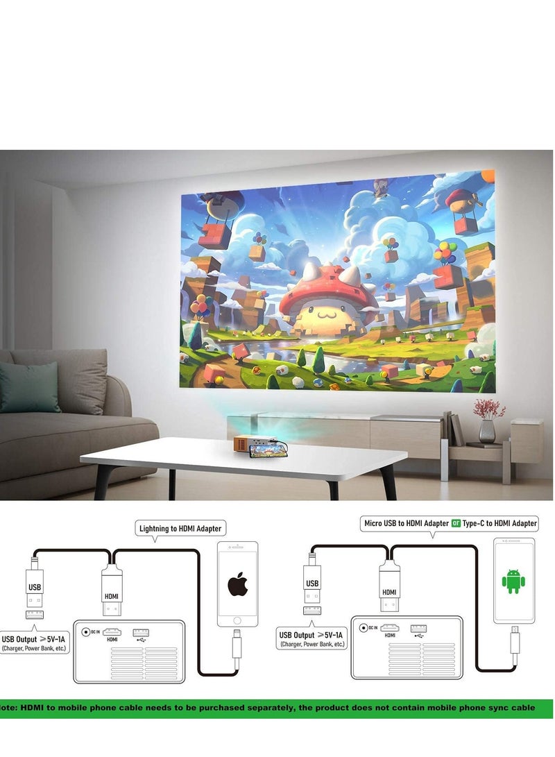 YUNSYE Mini Projector, Portable Projector, Kids Gift, Outdoor Movie Projector, LED Video Projector for Home Theater Movie Projector with HDMI USB TV AV Interfaces and Remote Control - Image 5