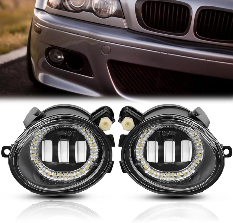 WEISIGAO Fog Lights Lamps for 2000-2006 BMW (E46 M3 E39 M5) / 3 Series (320i 323i 325i 325xi 330i 330xi Sedan w/Sport Package, 325i 325xi Wagon w/Sport Package) Premium Assembly, 1 Pair (LED Assembly) - Image 1