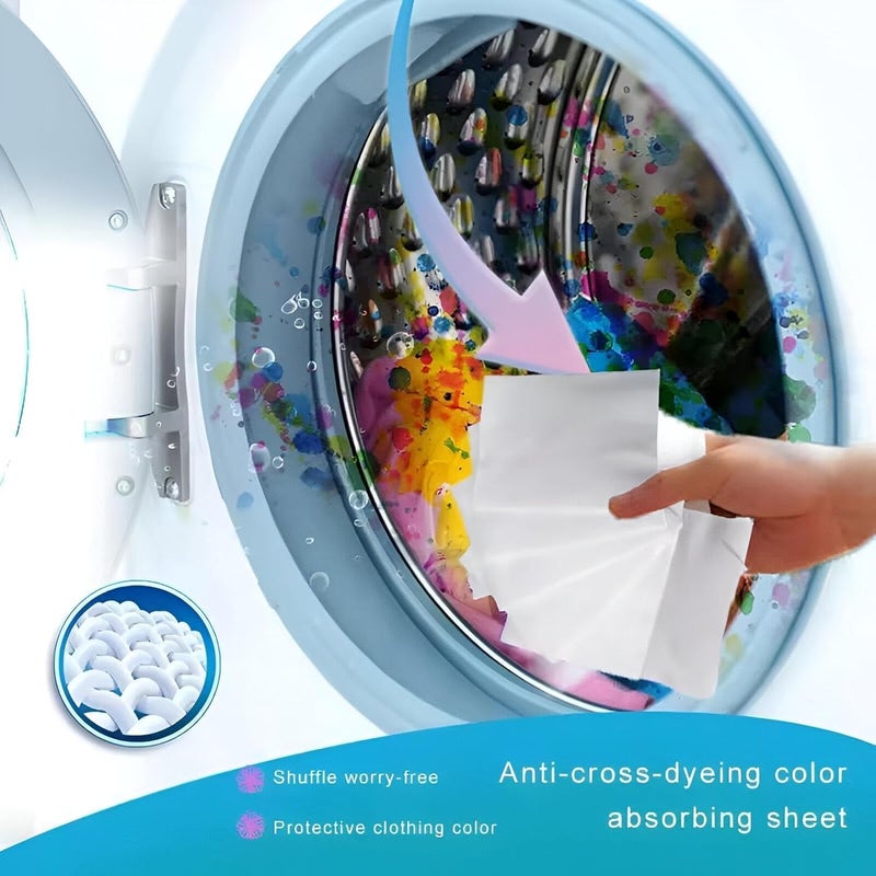 50 Pcs Color Absorbing Paper Towels for Laundry - Prevent Color Mixing - Fade Proof Wipes to Prevent Color Leakage - Suitable for Mixed Laundry - Image 2
