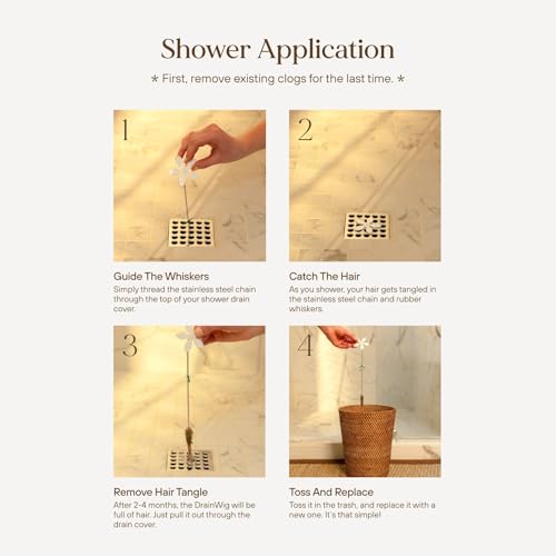 DrainWig ​DrainWig Shower Drain Hair Catcher – Disposable White Flower (2-Pack) – No-Touch Hair Removal for Flat Shower Drains – As Seen on Shark Tank - Image 4