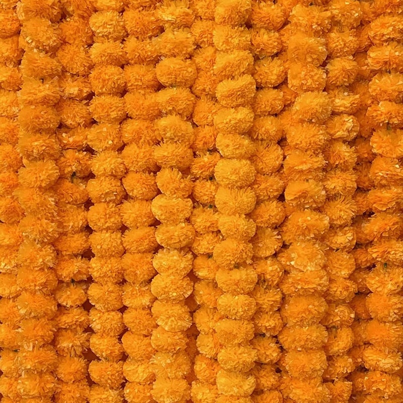 DRYPHON Artificial Marigold Garlands, Diwali & Pooja Room Decorations, Ganpati Decoration Combo (Orange, Pack of 15) - Image 1