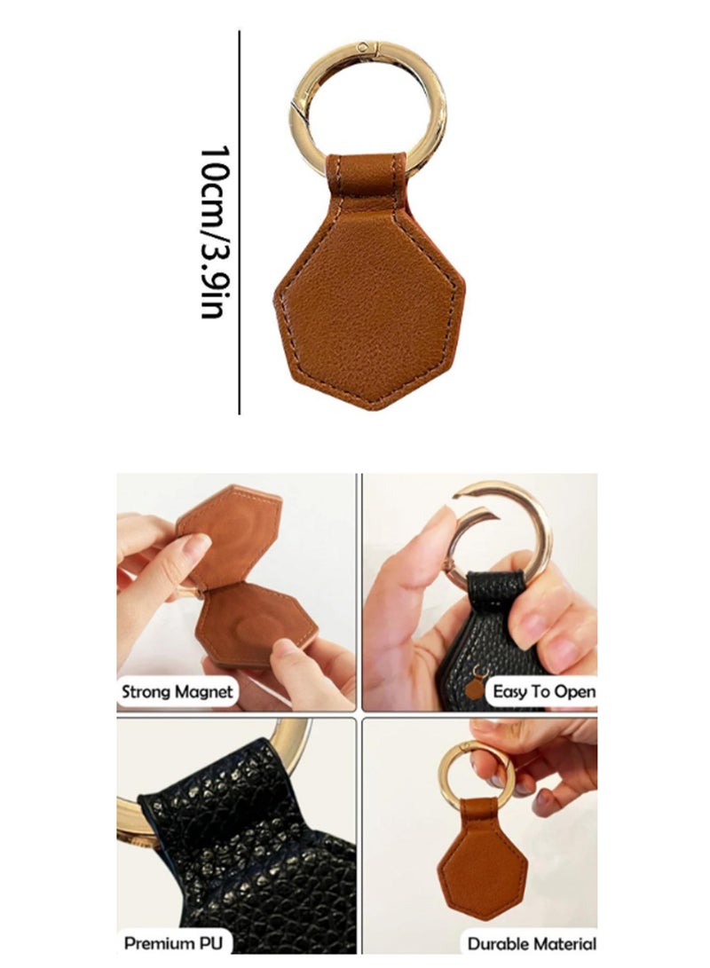 2 Pcs Maple Leaf Black Brown Travel Magnetic Hat Clip For Hat Bag Travel Outdoor Accessories, Pu Leather Multifunctional Fashion Sun Hat Clip Unisex - Image 2