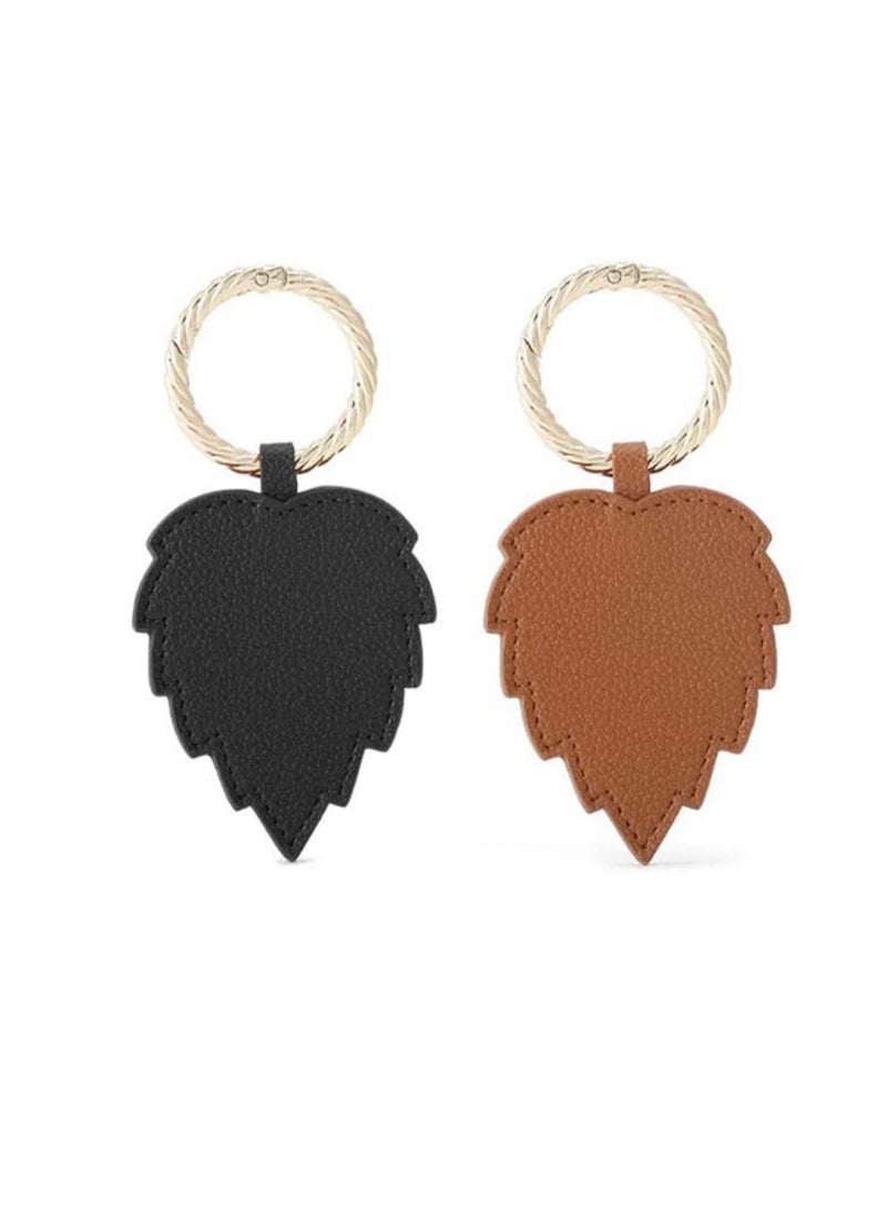 2 Pcs Maple Leaf Black Brown Travel Magnetic Hat Clip For Hat Bag Travel Outdoor Accessories, Pu Leather Multifunctional Fashion Sun Hat Clip Unisex - Image 1