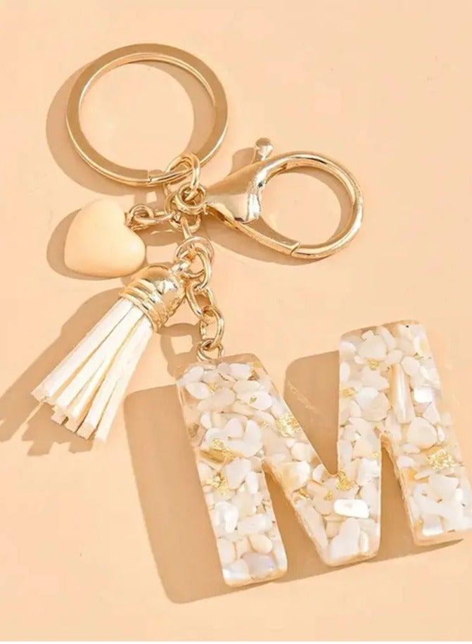 Unique and beautiful resin keychain with the letter M design suitable for car keys and bags beautiful accessory and an elegant gift