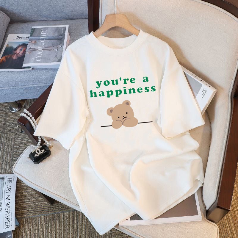 230G Heavy Cotton T-Shirt Women'S Shoulder Large Version Loose Short Sleeve Top Summer Japanese Women'S T-Shirt Base Shirt - Image 1