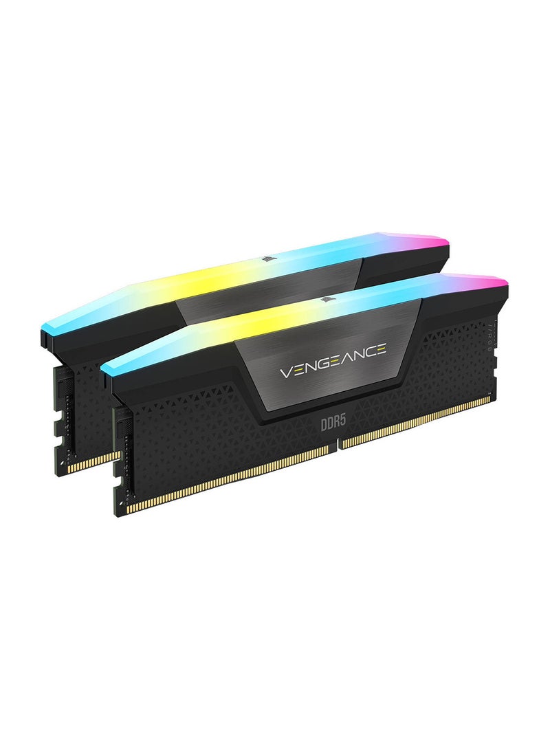 كورسير ذاكرة سطح المكتب Vengeance RGB 48GB (2 x 24GB) DDR5 5200، سرعة ذاكرة 5200MHz، زمن وصول C38 CAS، جهد ذاكرة 1.1V، Intel XMP 3.0، 288 دبوس، أسود | CMH48GX5M2B5200C38 - Image 2
