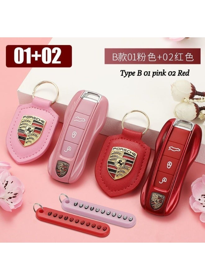 Porsche Design Suitable for Porsche key case, Cayenne, Macan, Panamera key covers, 718 modified key chain, key bag - Image 1
