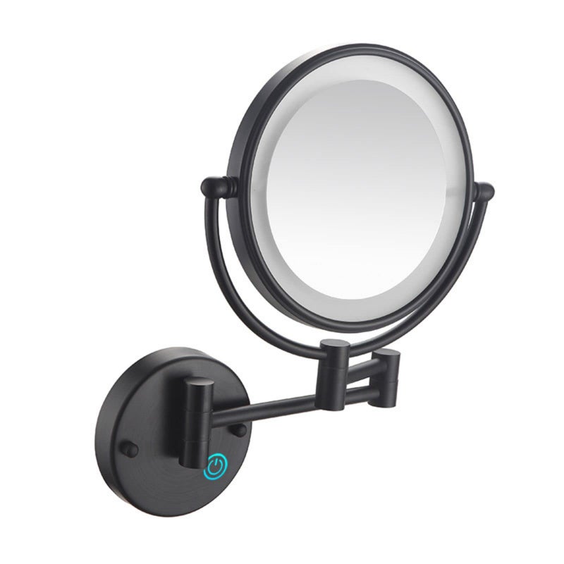 JMFHCD LED Makeup Mirror with Lights and 10x Magnification Vanity Mirror Wall Mounted Round Double Sided Vanity Magnifying with 360 Swivel Extendable Arm Make up MirrorBlackHard Wired