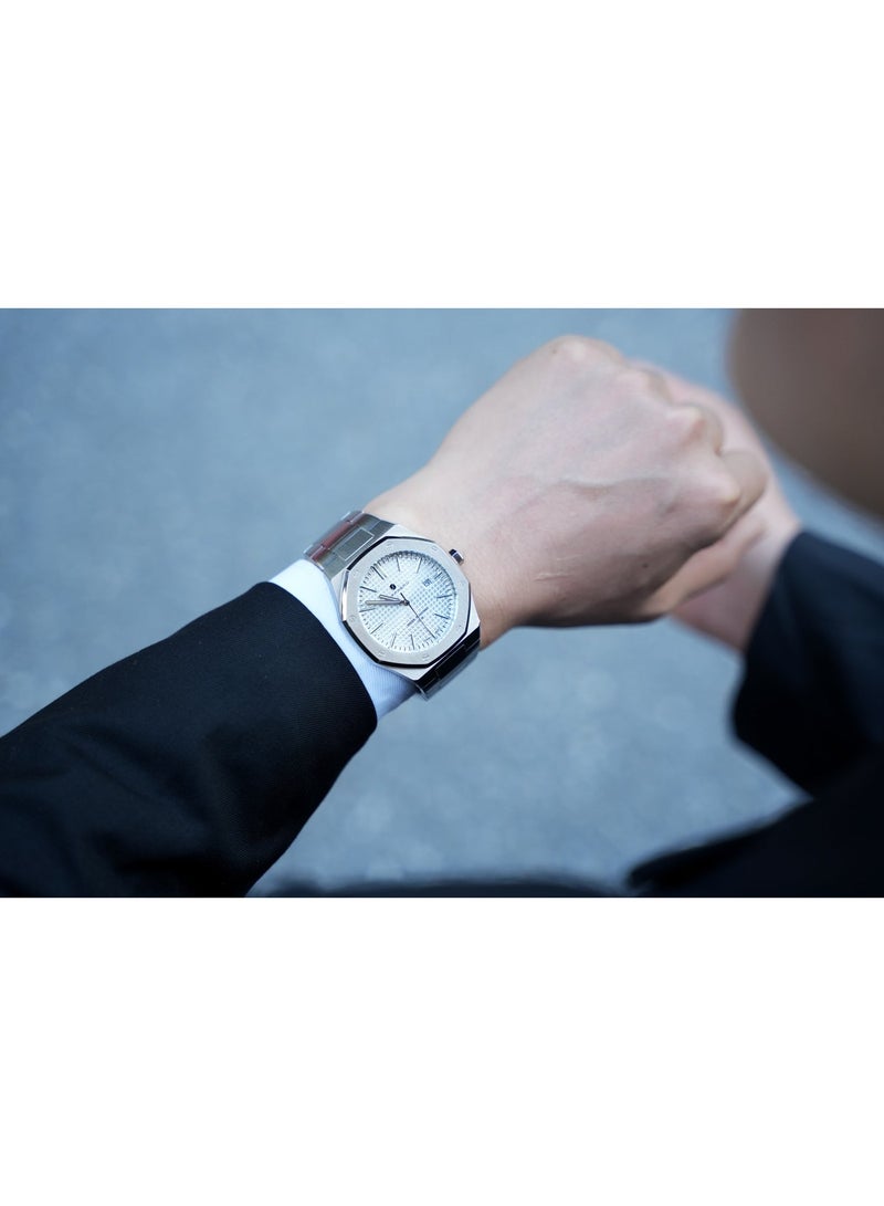 SAPPHERO Men's Watch Octagonal Stainless Steel Luminous Wristwatch Luxury Analog Quartz Watch for Men with Date Elegant Mens - Image 2