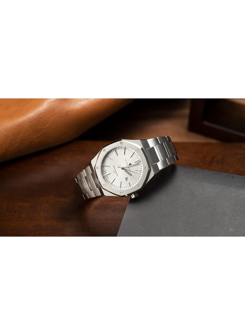SAPPHERO Men's Watch Octagonal Stainless Steel Luminous Wristwatch Luxury Analog Quartz Watch for Men with Date Elegant Mens - Image 5