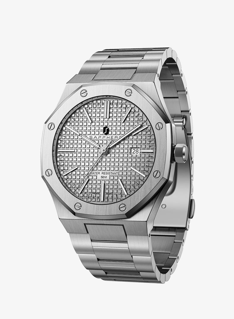 SAPPHERO Men's Watch Octagonal Stainless Steel Luminous Wristwatch Luxury Analog Quartz Watch for Men with Date Elegant Mens - Image 1