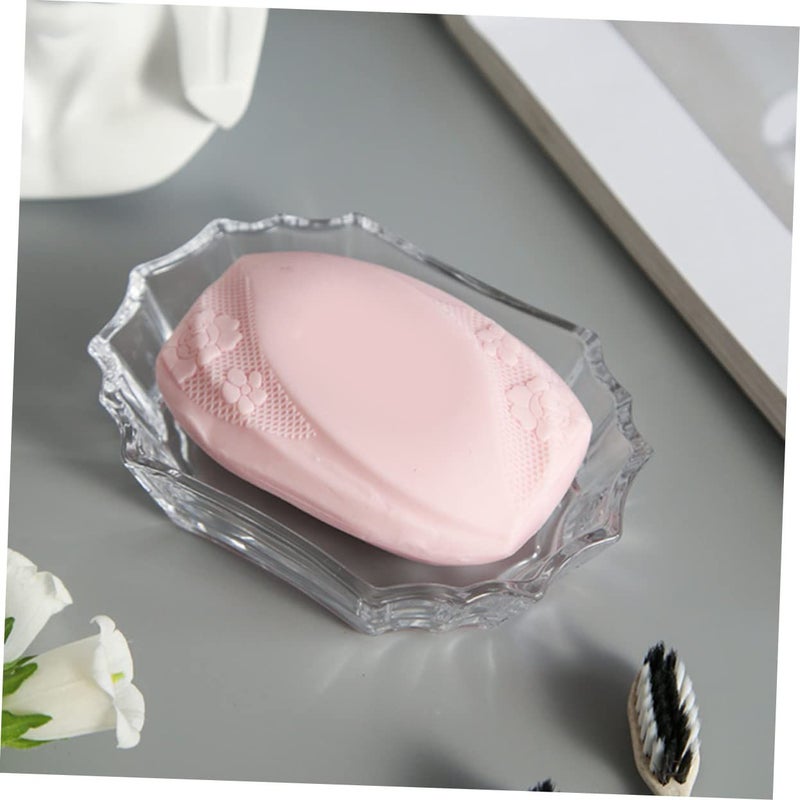 Retro Embossed Glass Soap Holder Set Of 2 For Bathroom With Sturdy Stylish Design - Image 5