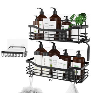 Orimade Shower Caddy Basket Soap Dish Holder Shelf with 5 Hooks Bathroom Organizer Shelf Kitchen Storage Rack Wall Mounted Adhesive No Drilling SUS304 Stainless Steel - 3 Pack Black - pzsku/Z454243145CCBF19BAB68Z/45/1749718177/6d0256af-3b1f-435b-ab3c-2c1d8c92ca34