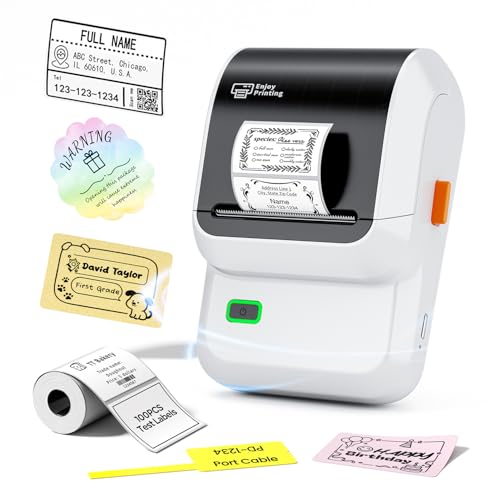 Ponek Label Maker M100 Address Label Printer Versatile App with 4000 Icons and 300 Templates Barcode Bluetooth Label Printer for Small Business Home Office School Organization White - Image 1