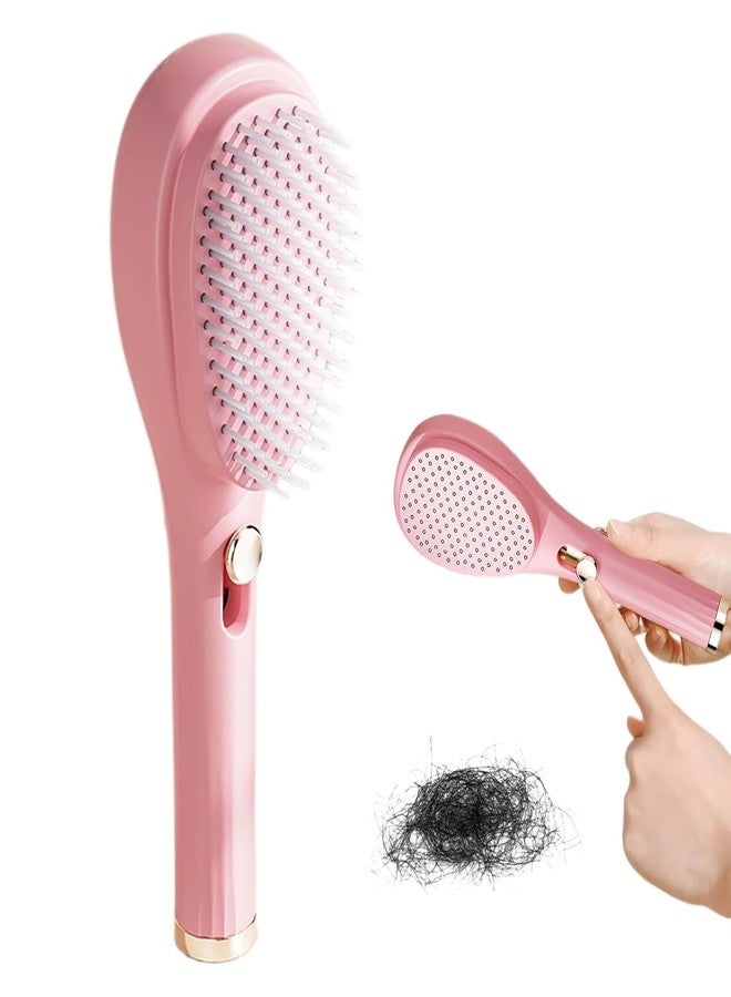 not available Retractable Hair Brush with Self-Cleaning Bristles - Ergonomic Handle, Anti-Static, Telescopic Design for All Hair Types and Wigs, One-Click Cleaning Hair Comb for Women and Men (Pink - 01) - Image 1