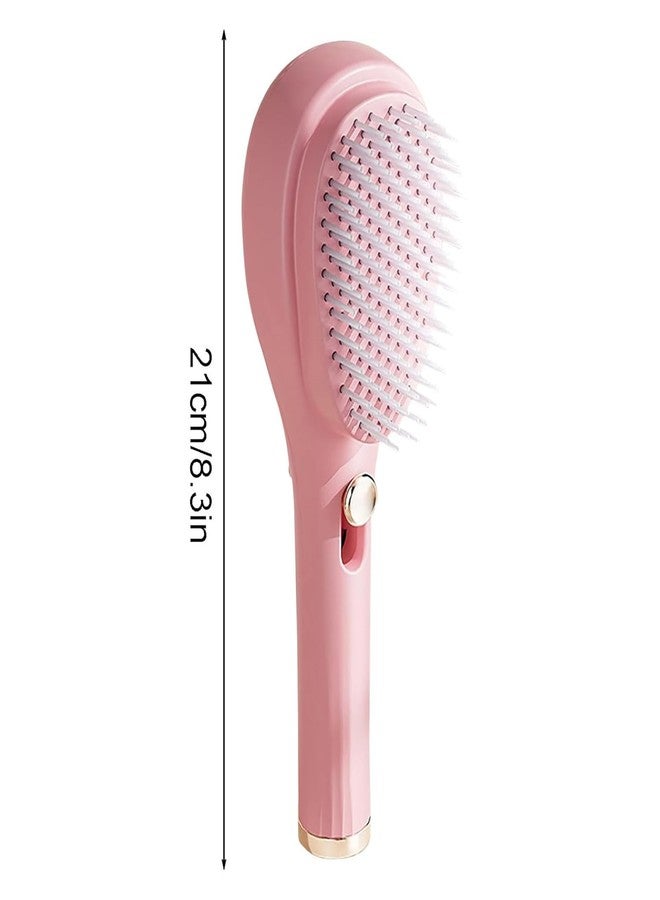 not available Retractable Hair Brush with Self-Cleaning Bristles - Ergonomic Handle, Anti-Static, Telescopic Design for All Hair Types and Wigs, One-Click Cleaning Hair Comb for Women and Men (Pink - 01) - Image 2