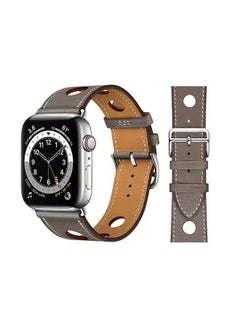 Leather Replacement Band For apple Watch Series 6/SE/5/4/3/2/1 Grey