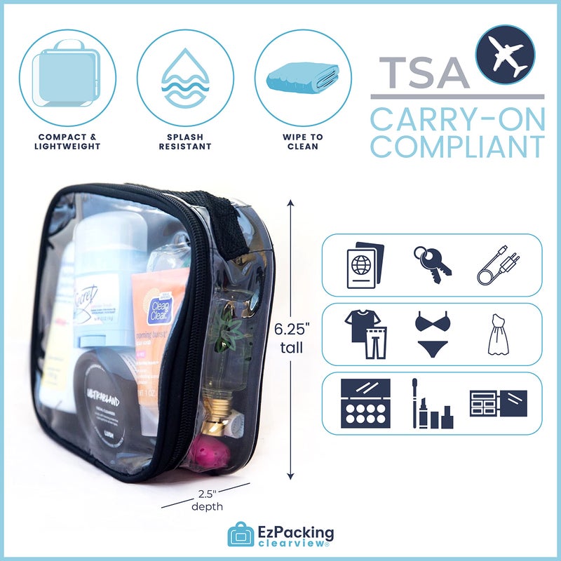 EzPacking Clear TSA Approved 3-1-1 Travel Toiletry Bag for Carry On/Quart Size Transparent Liquids Pouch for Airport Security/Reusable See Through Vinyl & PVC Plastic Organizer Men Women (Gray) - Image 3