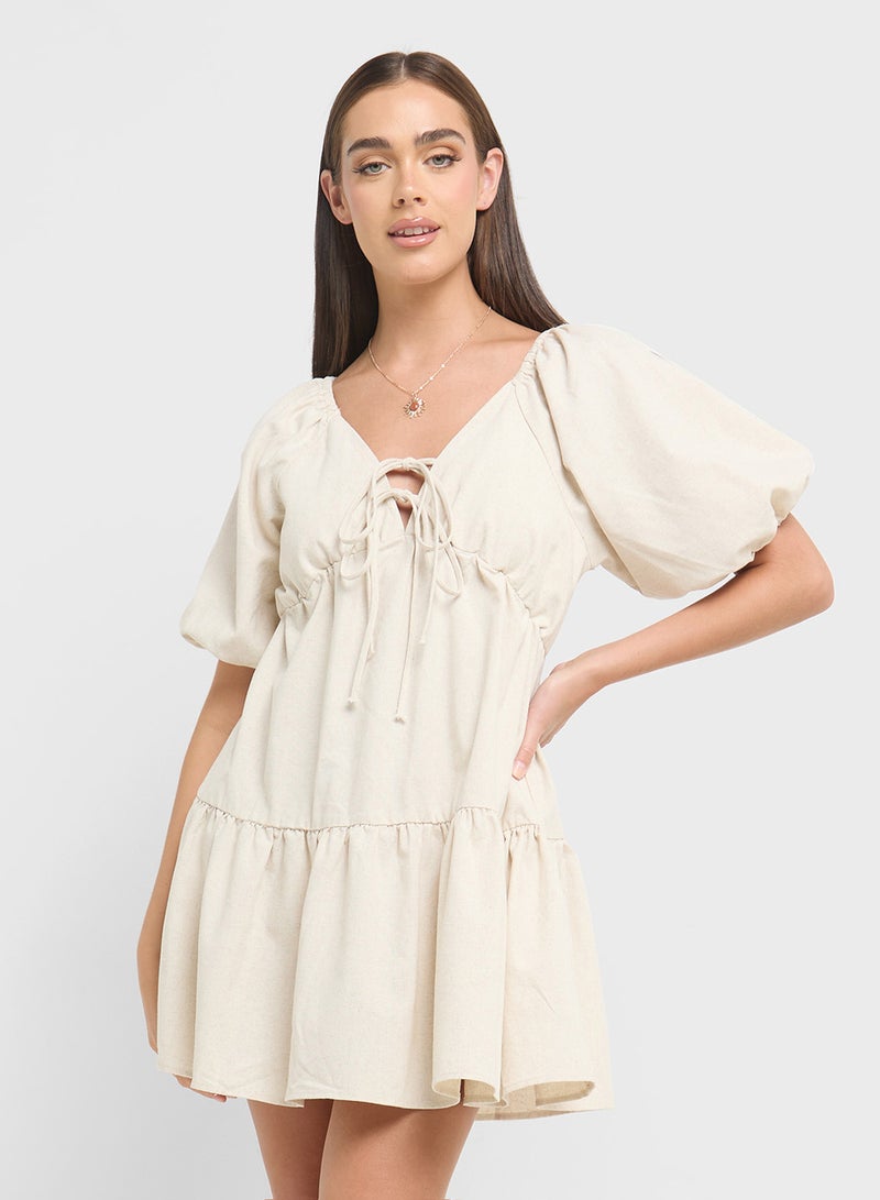 جينجر فستان بربطة أمامية متعدد الطبقات - Image 1