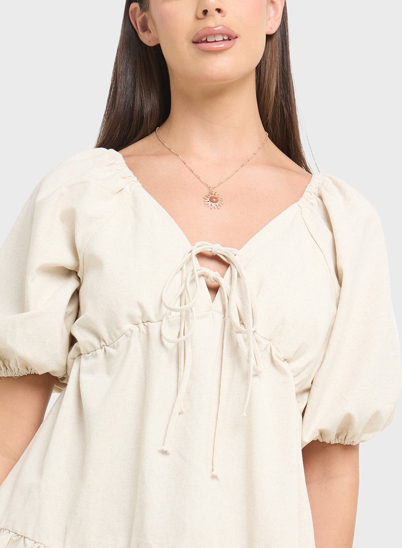 جينجر فستان بربطة أمامية متعدد الطبقات - Image 3