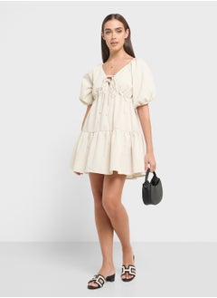 Ginger Off Shoulder Gather Detail Sun Dress  - Image 4