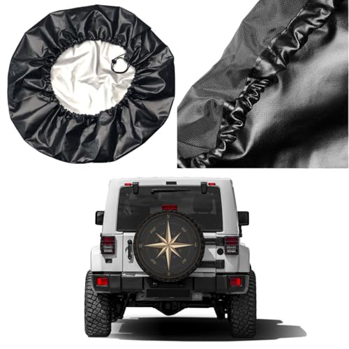 Foruidea Compass Rose Black Spare Tire Cover Dust-Proof Wheel Tire Cover Fit Trailer, RV, SUV and Many Vehicle 17 Inch - Image 5