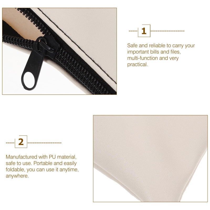 Homsfou 2pcs Pu Leather Money Bags Large Zippered Cash Pouches Receipt Holder Organizers For Bank Deposit And Cash Storage - Image 4